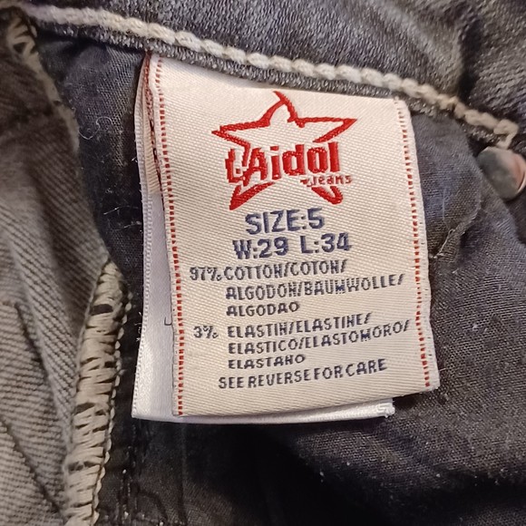 LA Idol USA Jeans, Size 5, Faded Black, Low-Rise, Boot Cut, 30W x 30L, Bedazzled - Picture 9 of 12